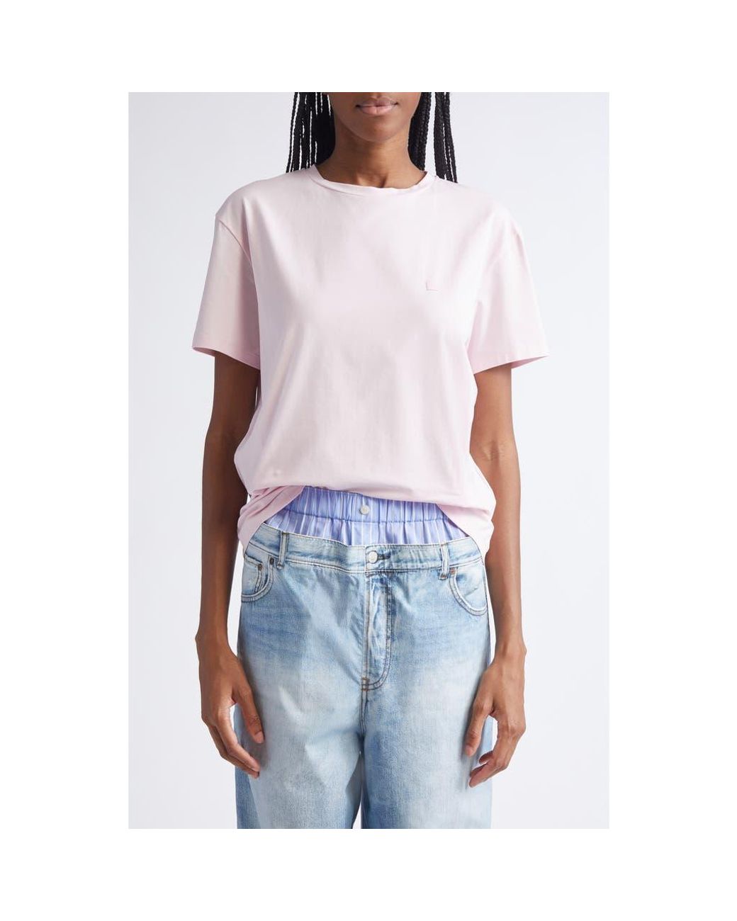 Acne Pink Eram U Face Patch T-Shirt