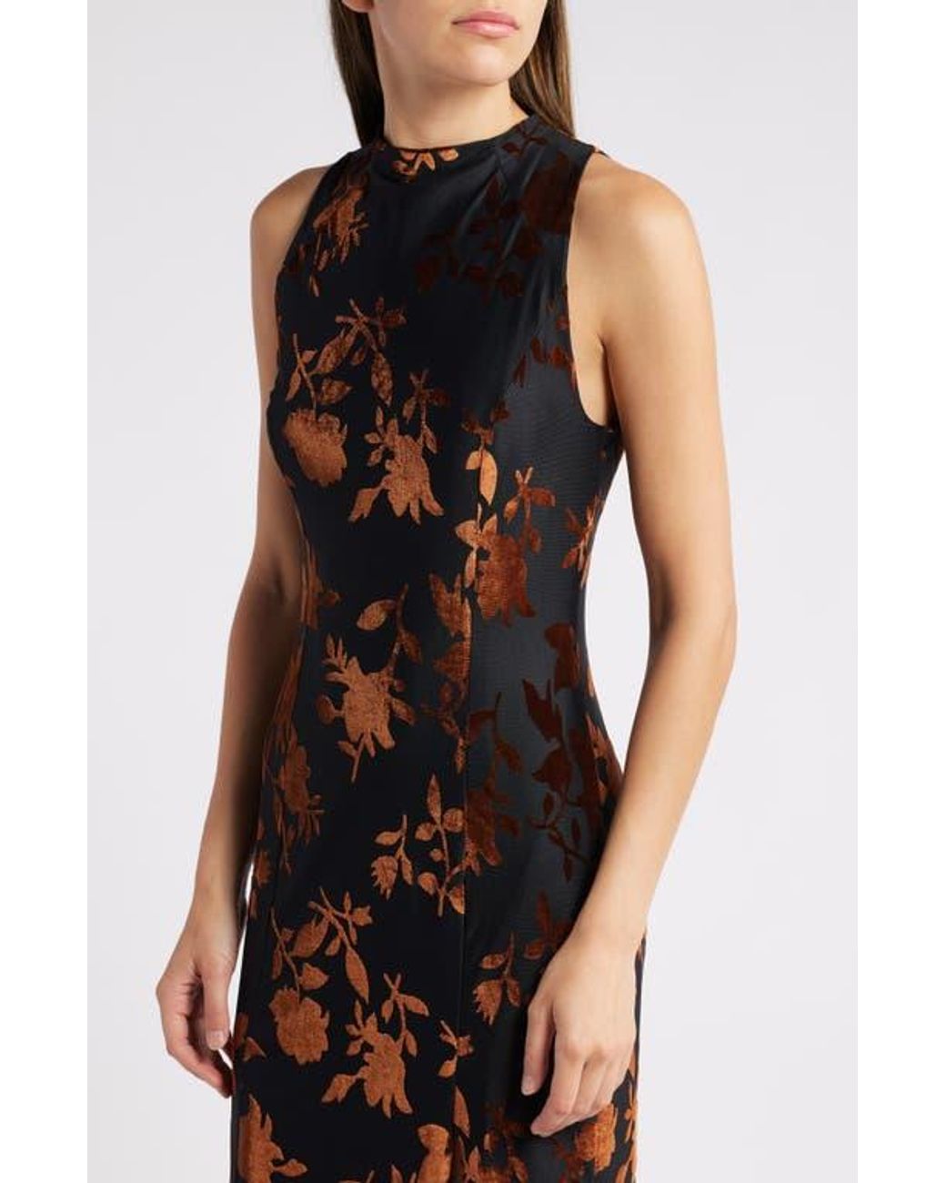Hutch Floral Jacquard Funnel Neck Dress in Black | Lyst