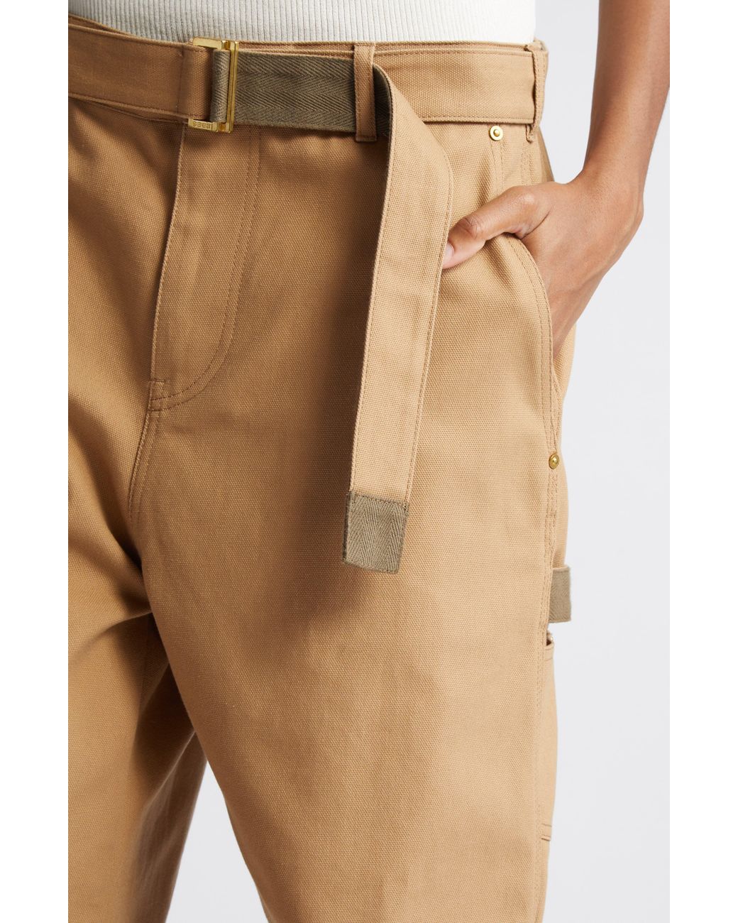 Sacai X Carhartt Wip Belted Cotton Canvas Pants in Natural for Men