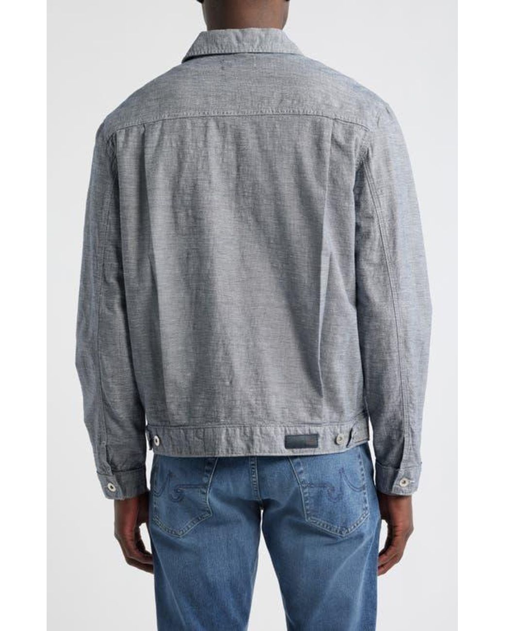 AG Jeans Sid Cotton & Linen Trucker Jacket in Gray for Men | Lyst
