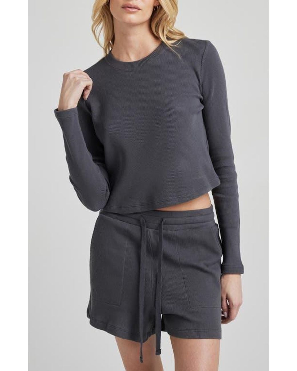 Losano Gray Organic Cotton Long Sleeve Crew
