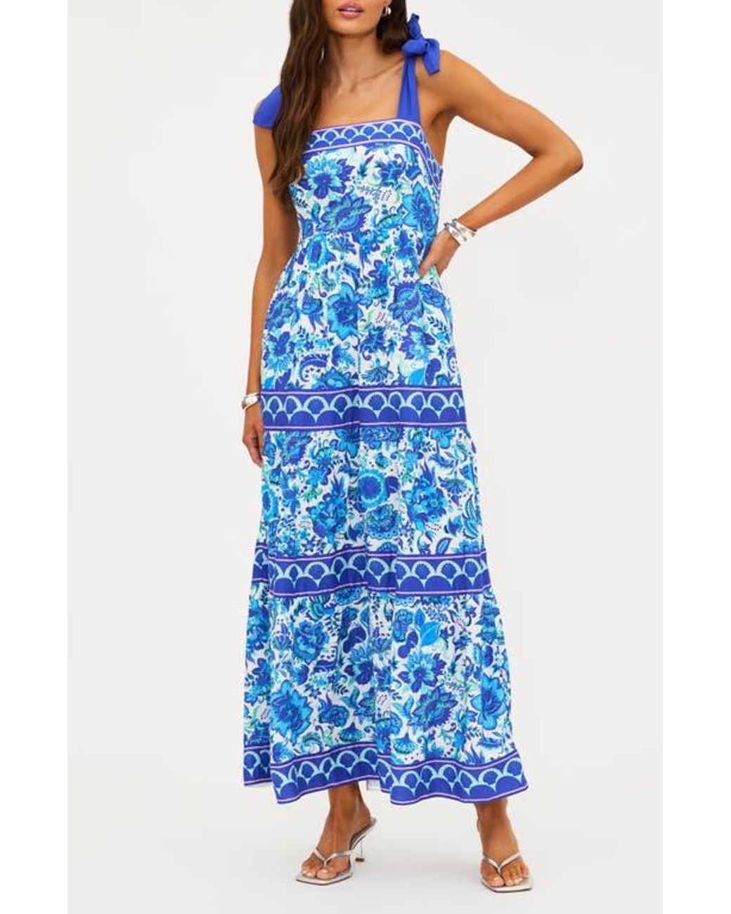 princess polly baby blue dress Betsy Floral Gingham Tie Strap Dress  Be You Boutique