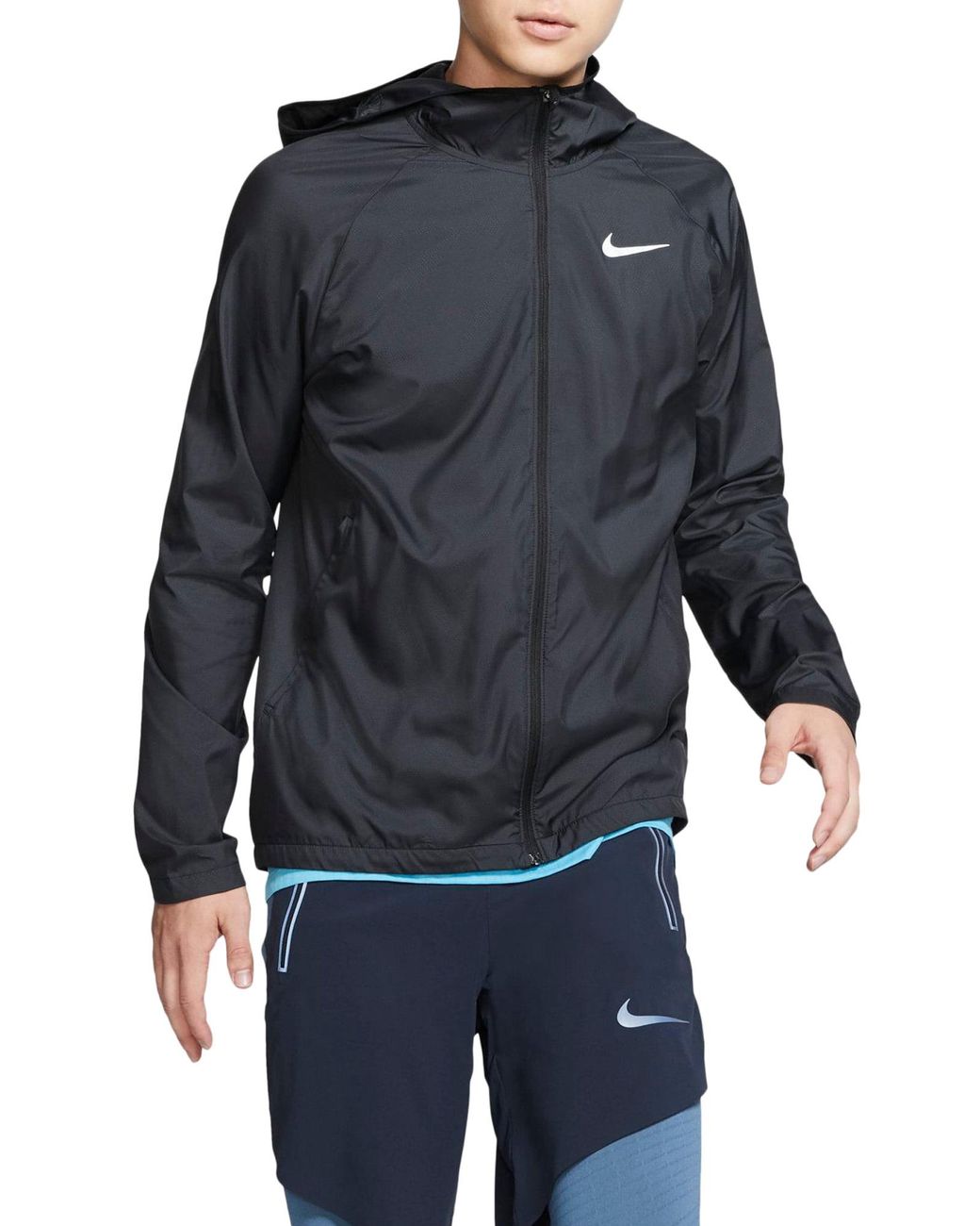 Nike Essential Water Repellent Hooded Jacket in Black for Men Lyst