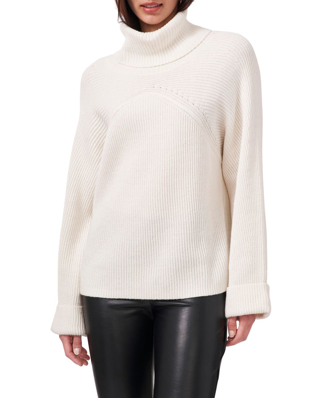 Vince Camuto Roll Cuff Turtleneck Sweater in White | Lyst