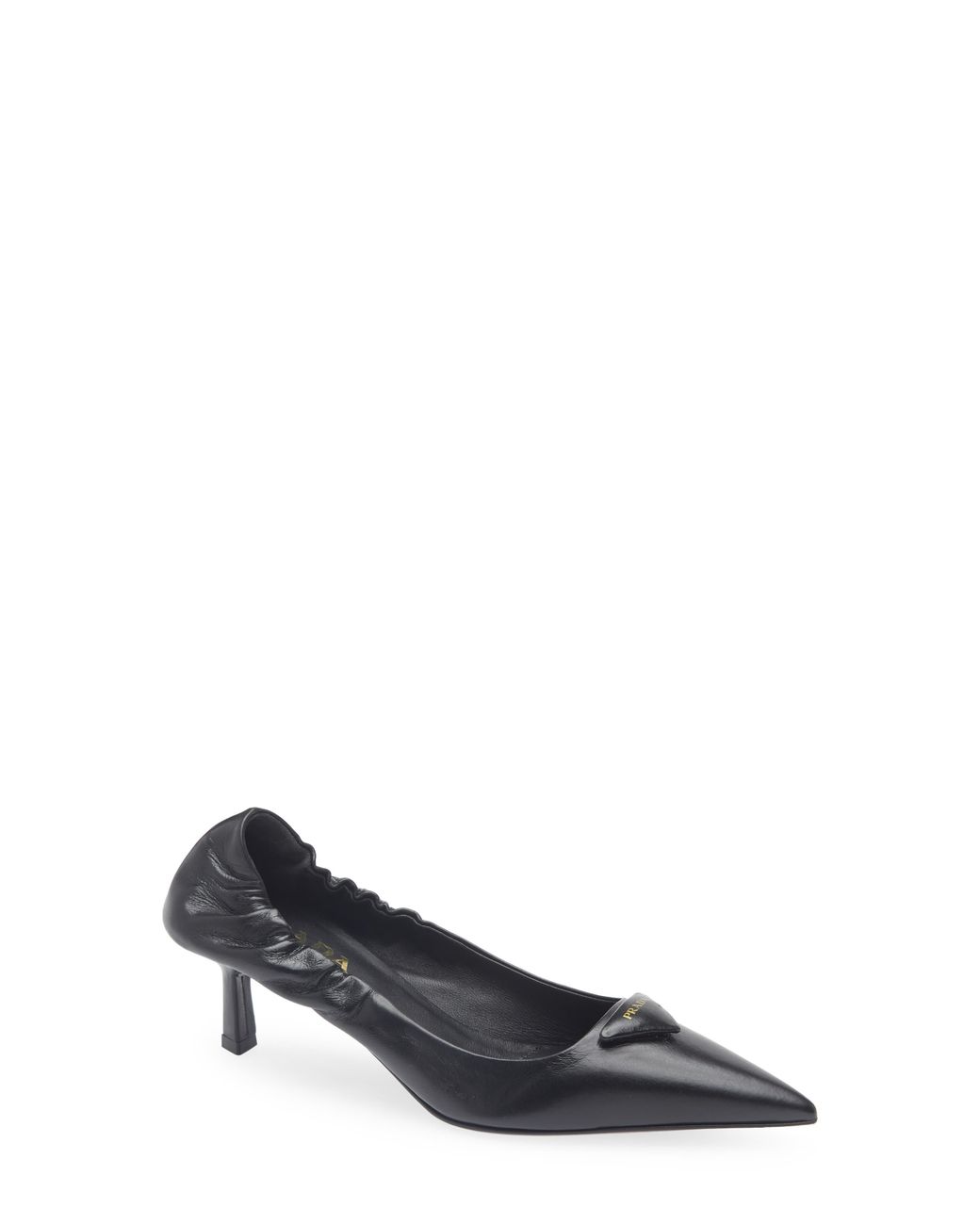 Prada Blue Triangle Logo Pointed Toe Pump