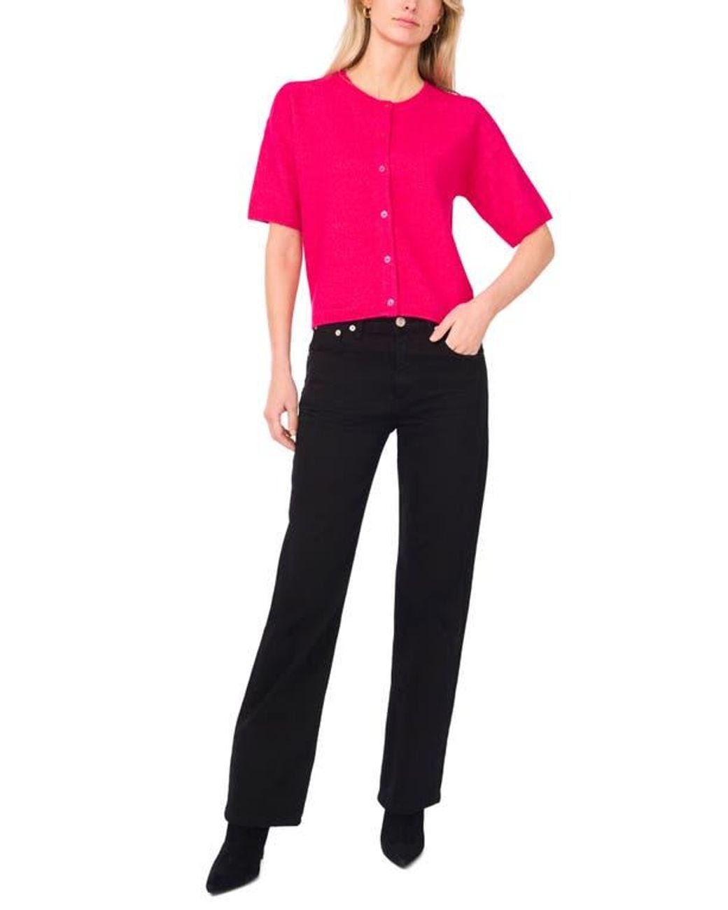 Vince Camuto Pink Short Sleeve Cardigan