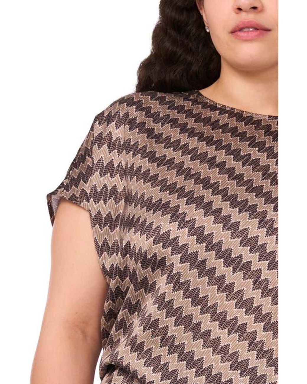 Halogen® Black Zigzag Dot Print Cap Sleeve Shell