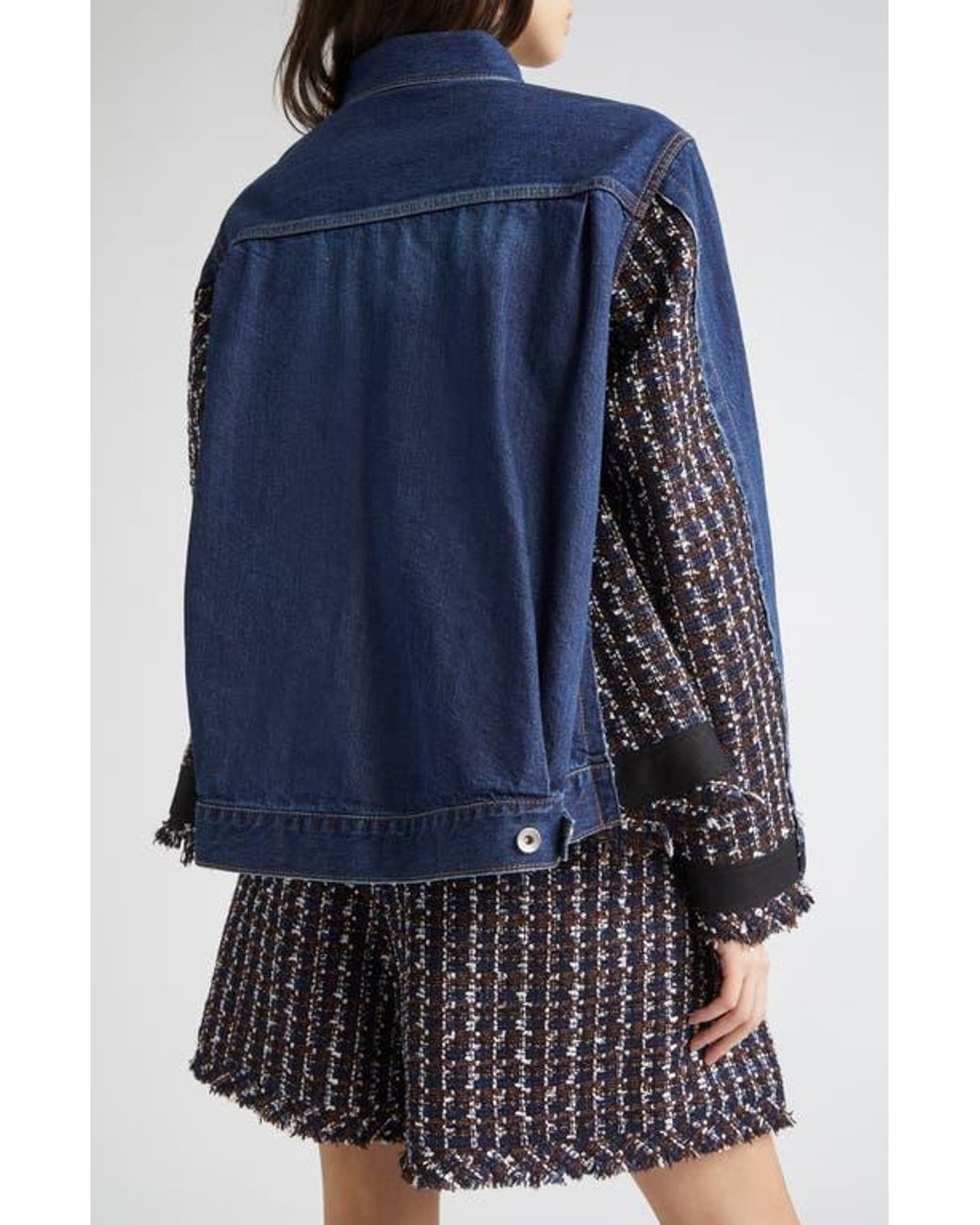 ■sacai■サカイ■Mixed Media Denim & Tweed Trucker Jacket■ Sacai Mixed Media Denim & Tweed Trucker Jacket | Nordstrom