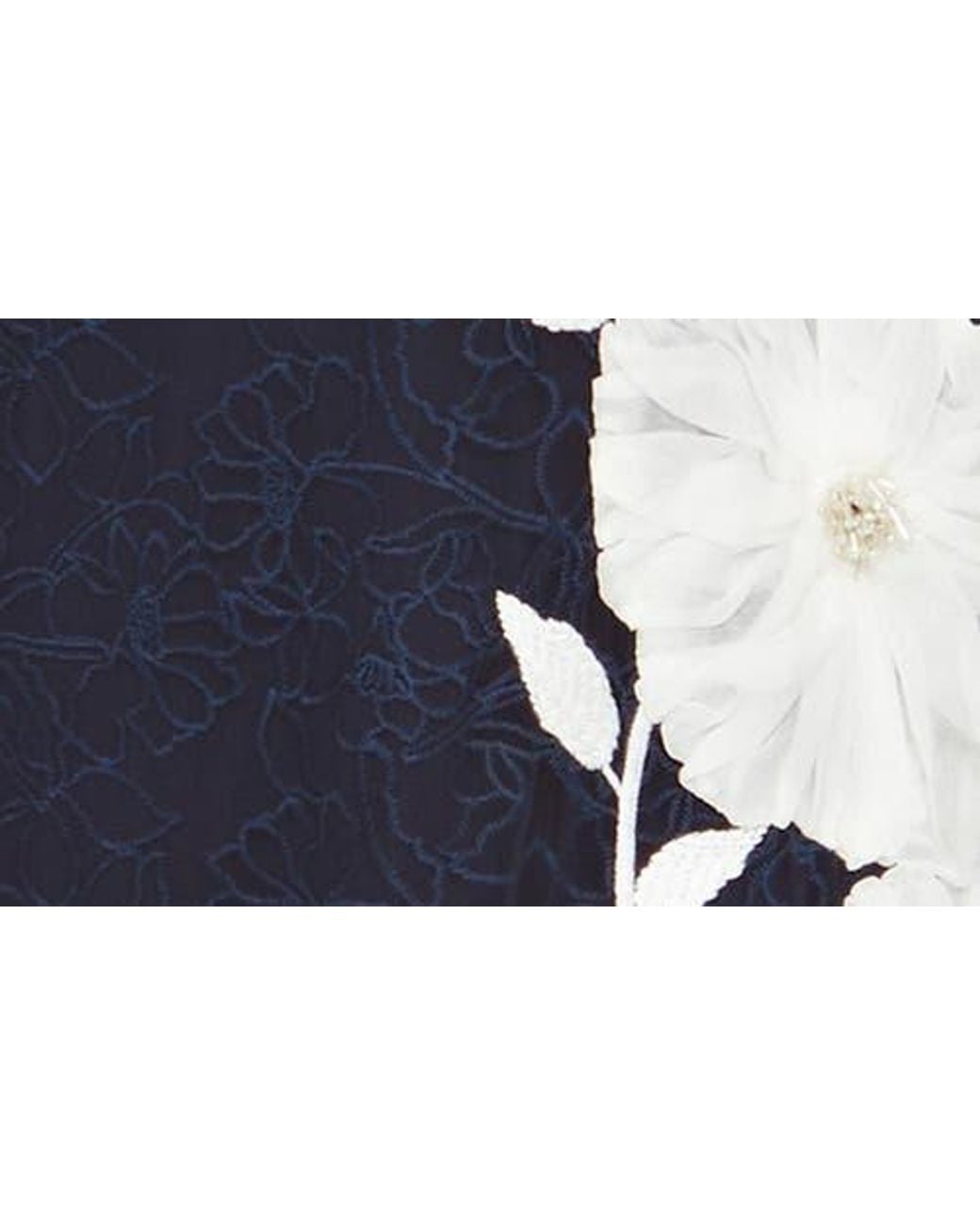 Kay Unger Blue Layla Floral Appliqué Embroidered Mesh Midi Dress