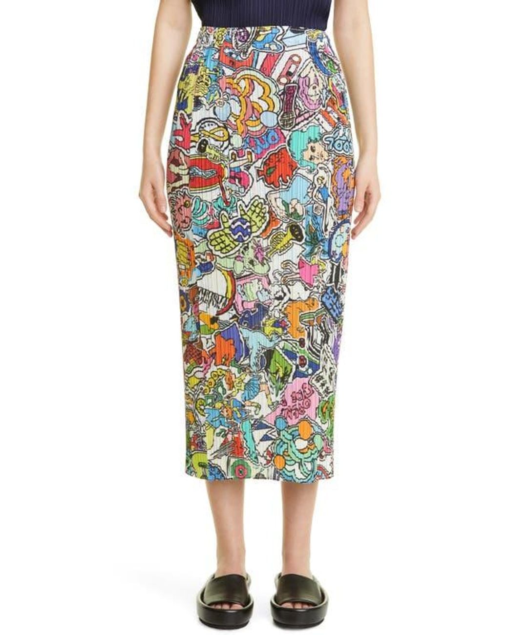 pleats-please-issey-miyake-omnibus-pleated-midi-pencil-skirt-lyst