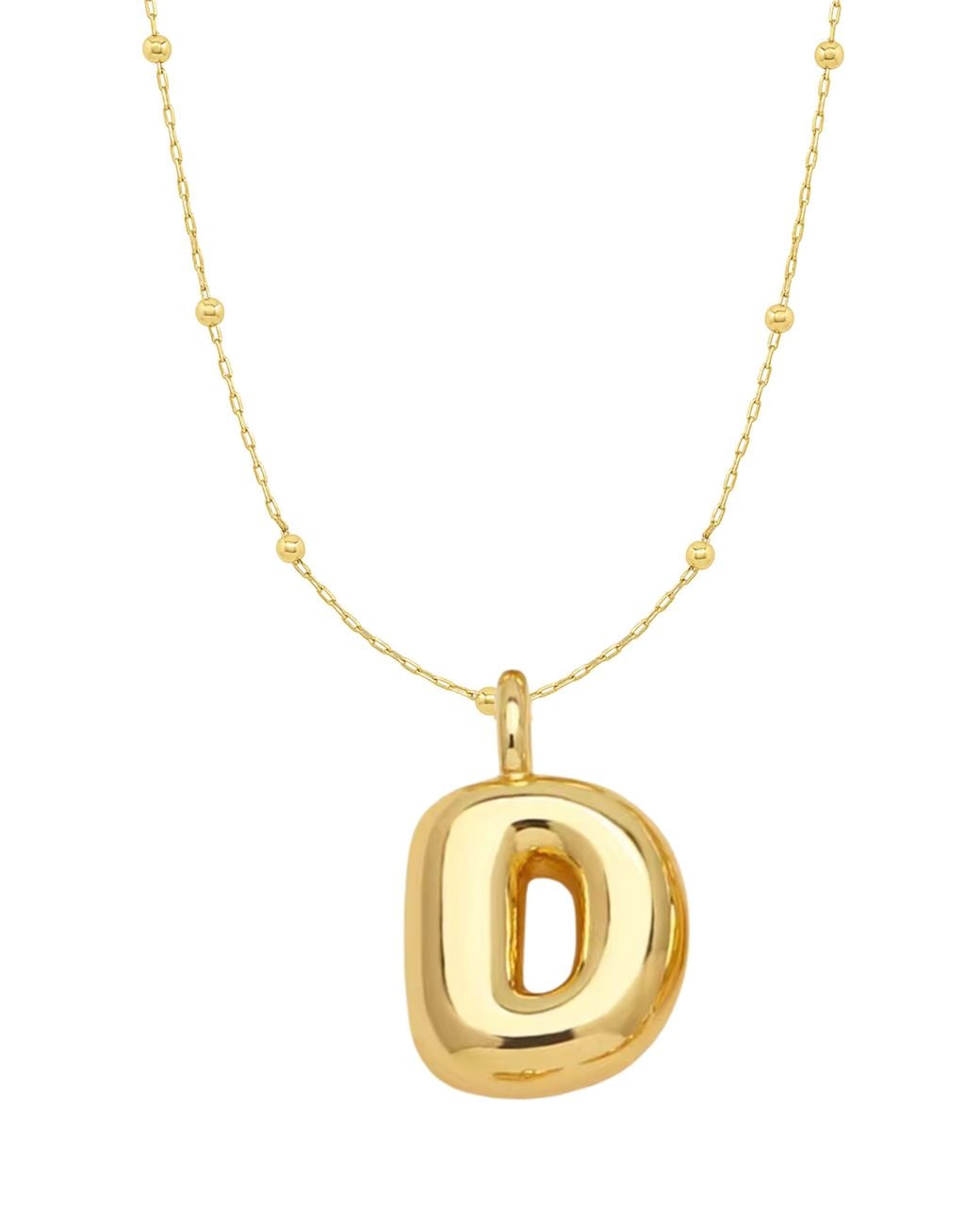 Emma Rae Metallic 14K Plated Bubble Initial Pendant Necklace