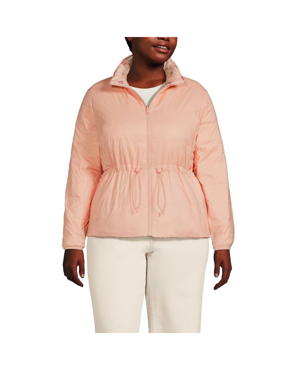 Lands' End Pink Plus Size Wanderweight Reversible Packable Down Jacket