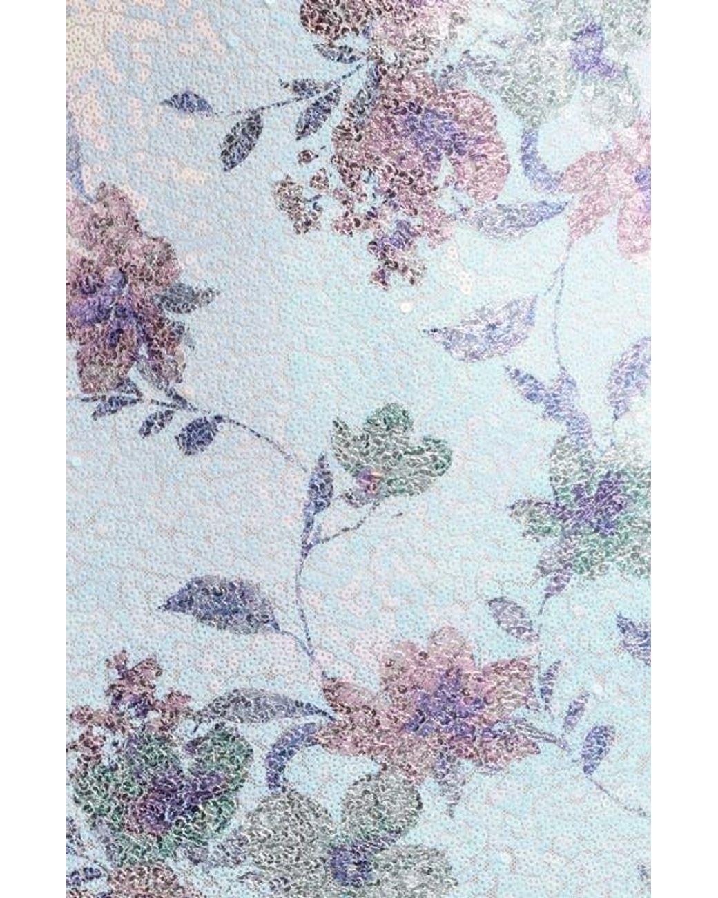 City Studios Floral Print Sequin Dress in Blue