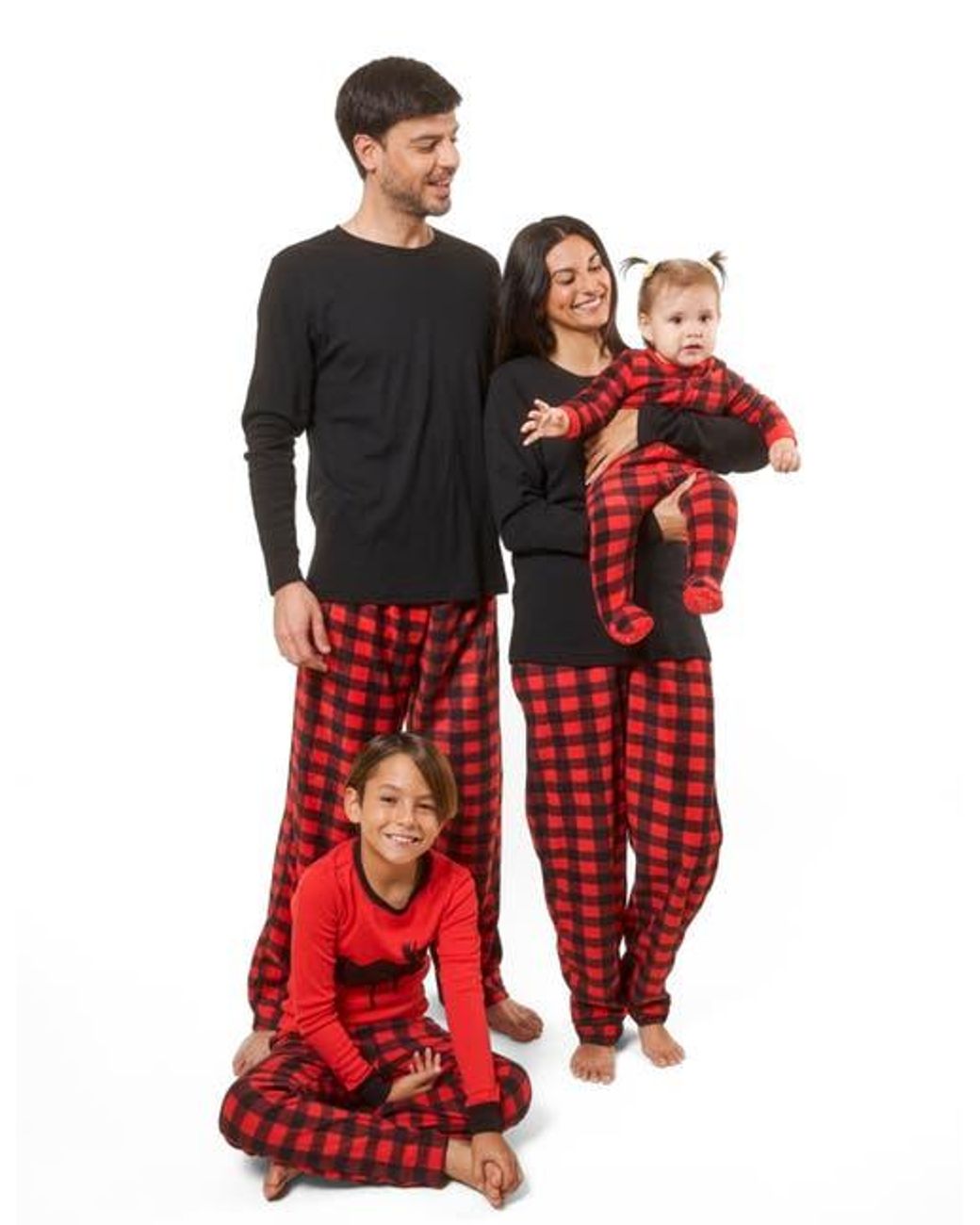 Leveret Red Cotton Top & Fleece Pants Printed Matching Family Holiday Pajama Set for men