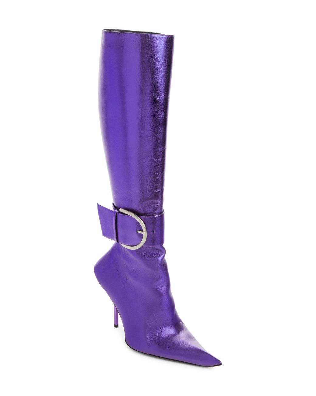 Balenciaga Baleciaga Essex Metallic Pointed Toe Boot in Purple | Lyst