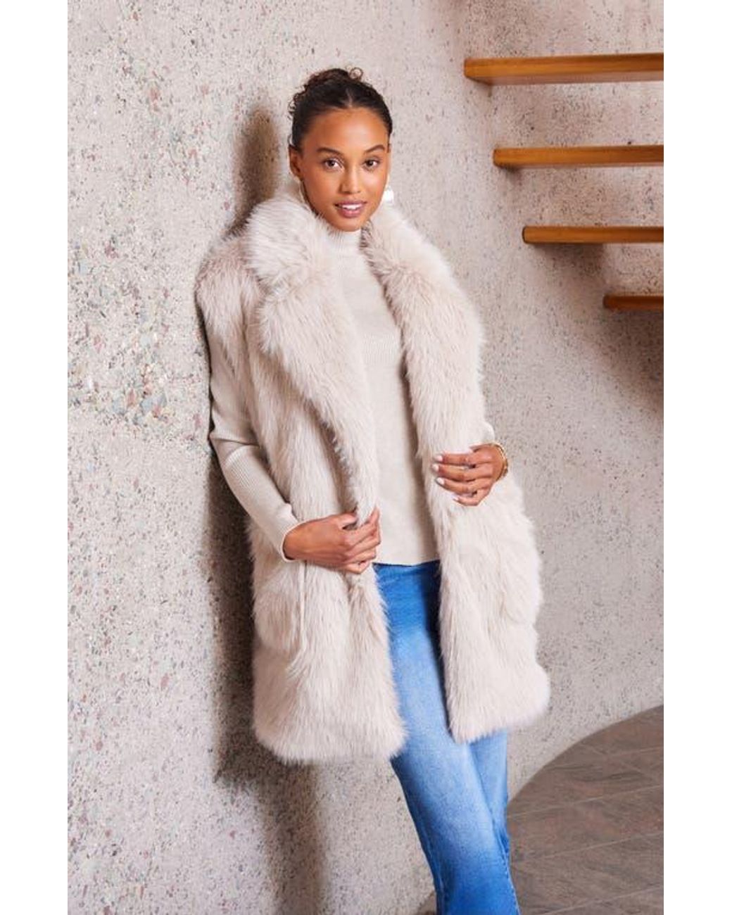 Longline fur vest hot sale