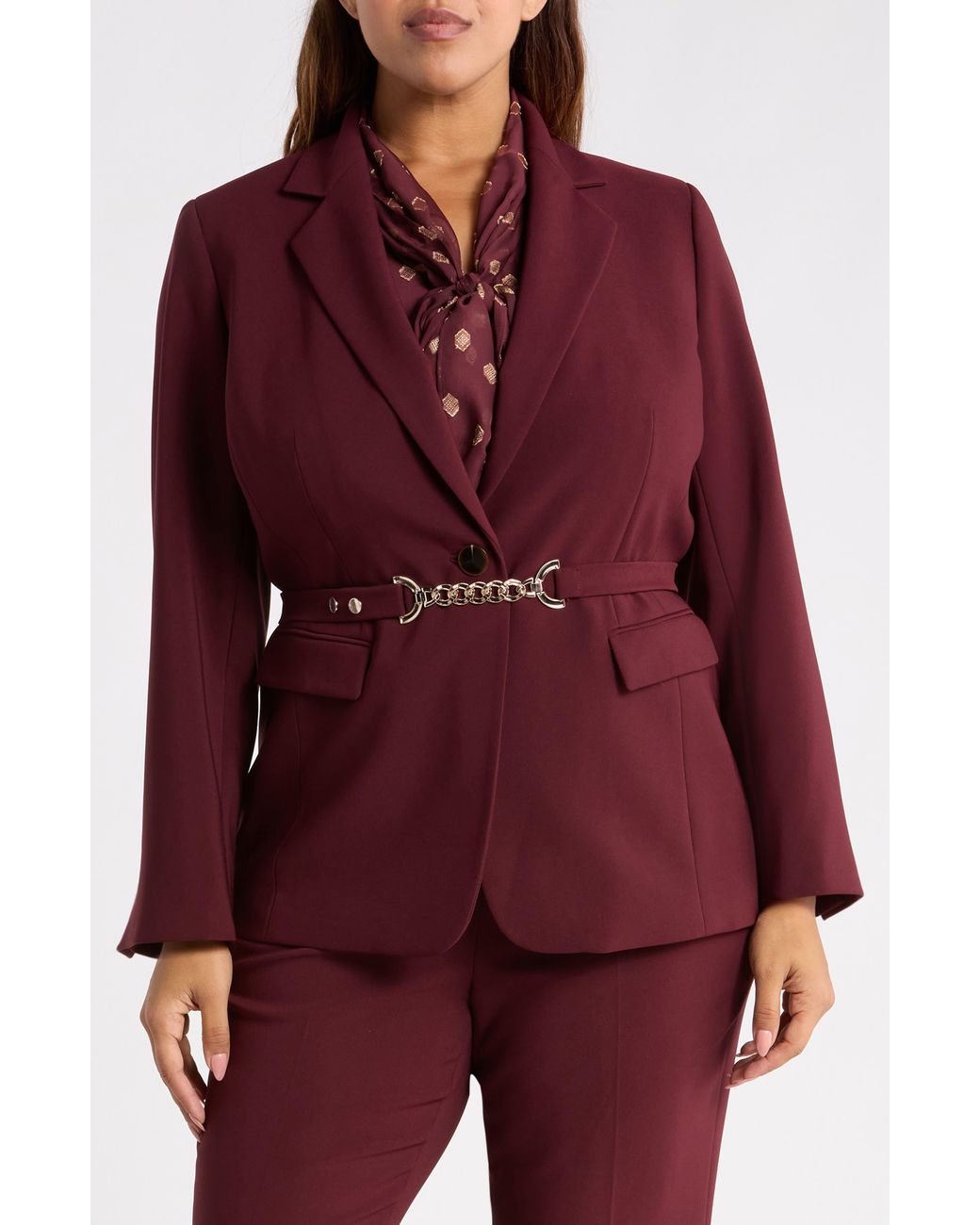 Anne Klein Purple One-Button Notch Collar Blazer