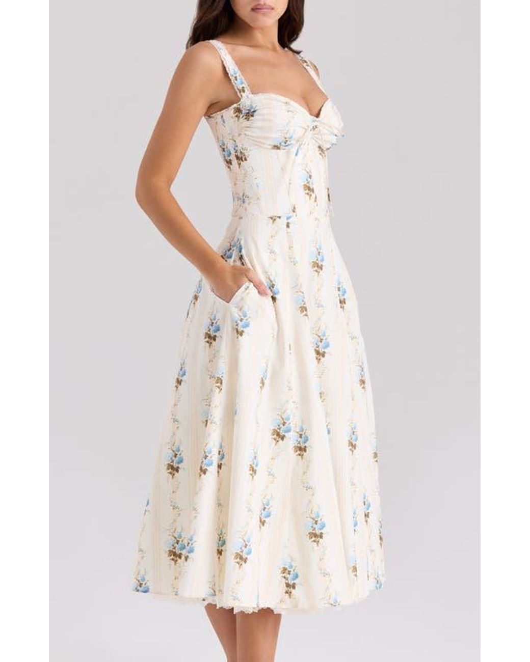 House Of Cb Rosalee Corset Fit & Flare Sundress in White | Lyst House Of Cb Rosalee Corset Fit & Flare Sundress in White | Lyst