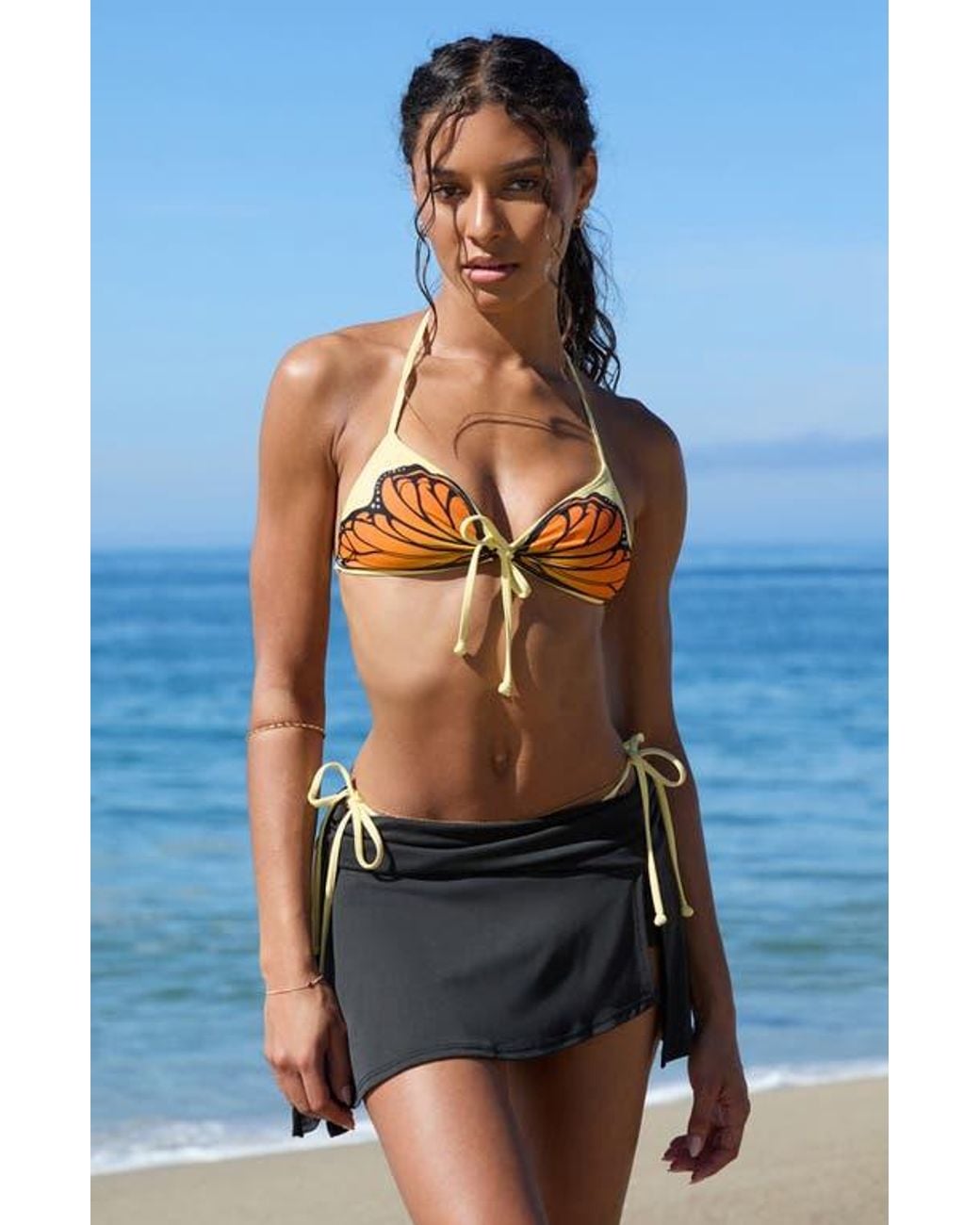 PacSun Blue Nova Cinch Triangle Bikini Top
