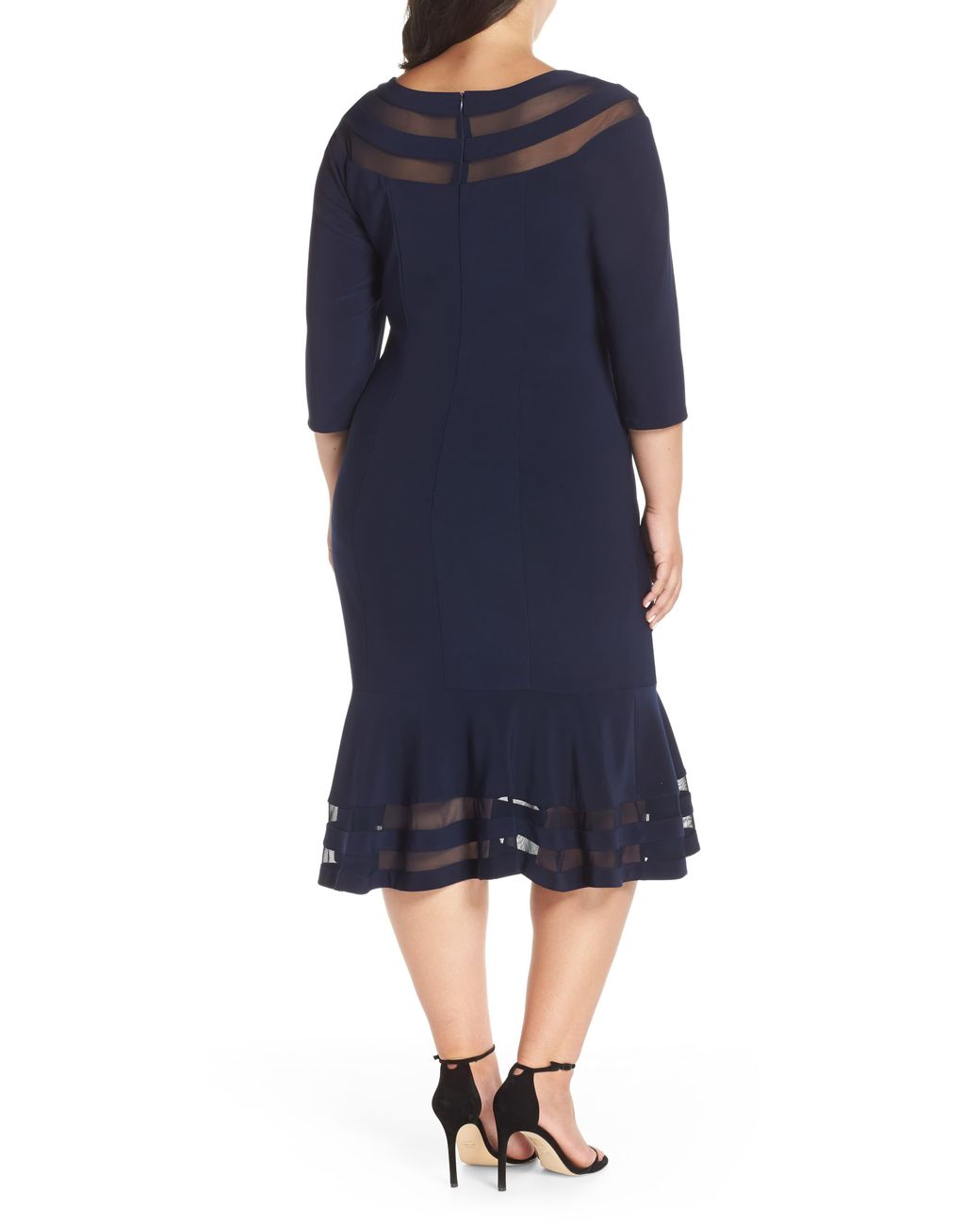 xscape flounce midi dress