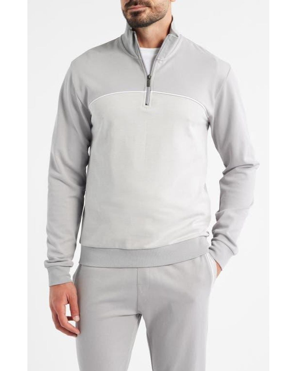 Boss Gray Quarter Zip Track Pullover for men