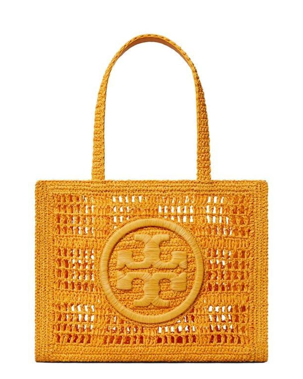 Tory Burch Ella Small Hand Crochet Tote in Orange | Lyst
