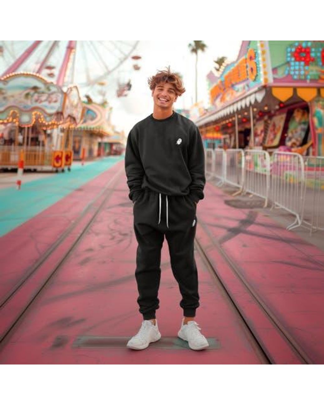 Alix Black Ghost Fleece Jogger Sweatpants for men
