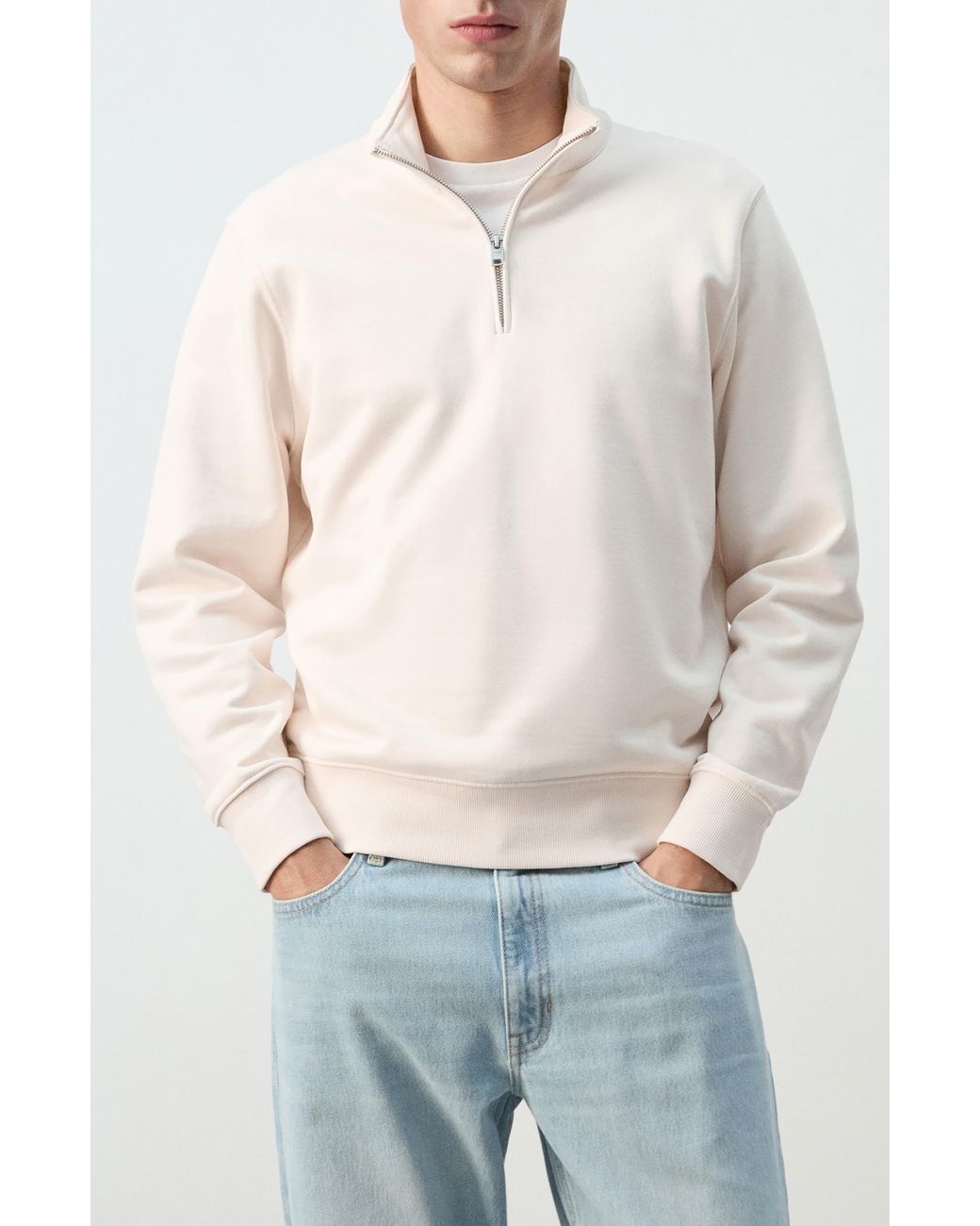 Mango Multicolor Quarter Zip Pullover for men