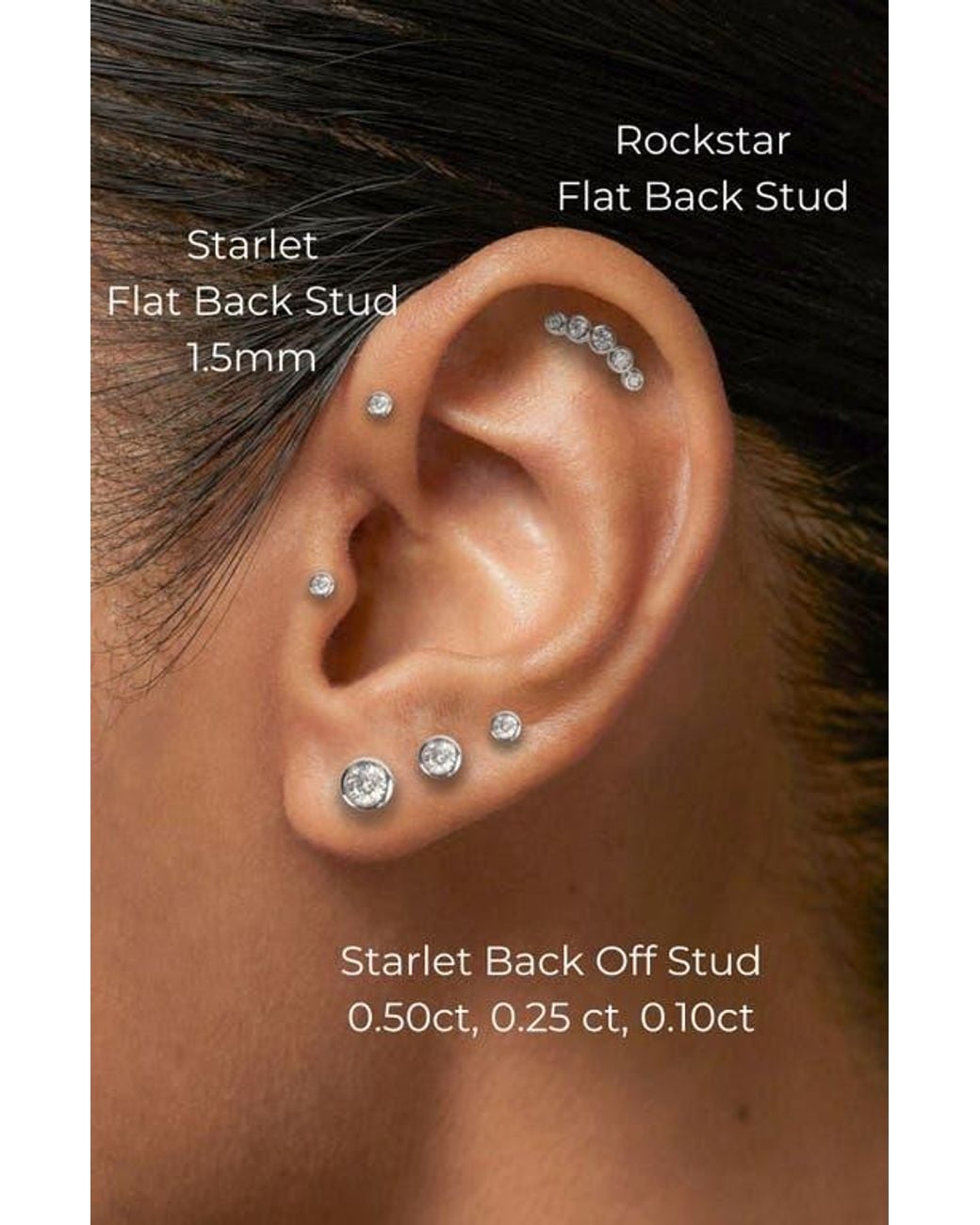 Seed2Stone Metallic The Starlet Diamond Flat Back Single Stud