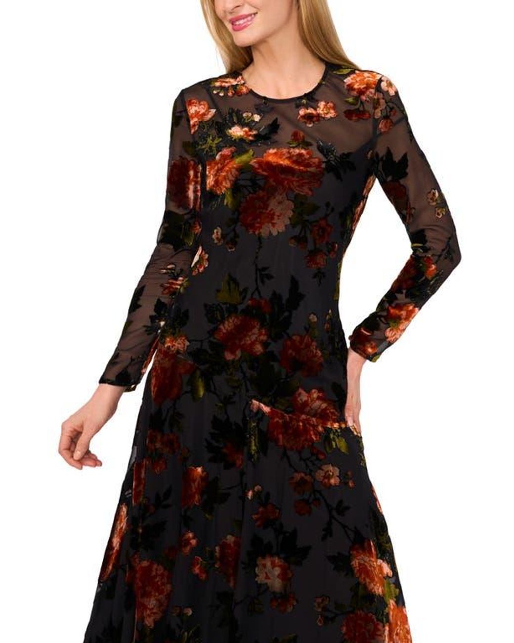 Ted Baker Floral Velvet Burnout Long Sleeve Dress in Black | Lyst Ted Baker Floral Velvet Burnout Long Sleeve Dress in Black | Lyst