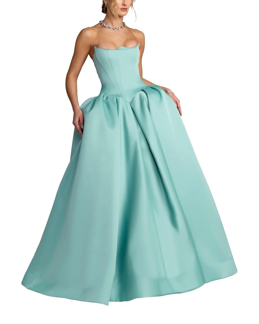 Mac Duggal Strapless Sweetheart Satin Ball Gown With Pockets in Blue | Lyst