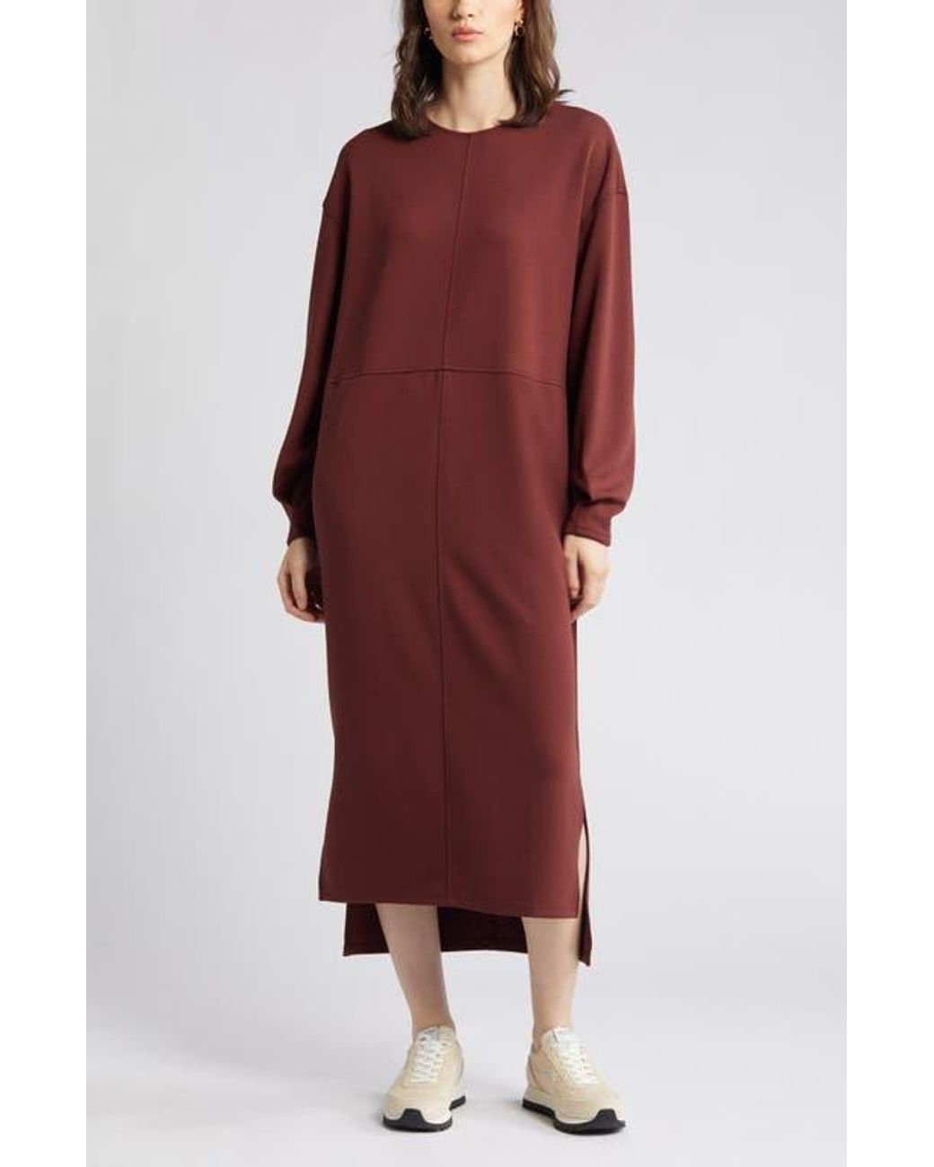 Nordstrom Long Sleeve Shift Sweatshirt Dress in Red Lyst