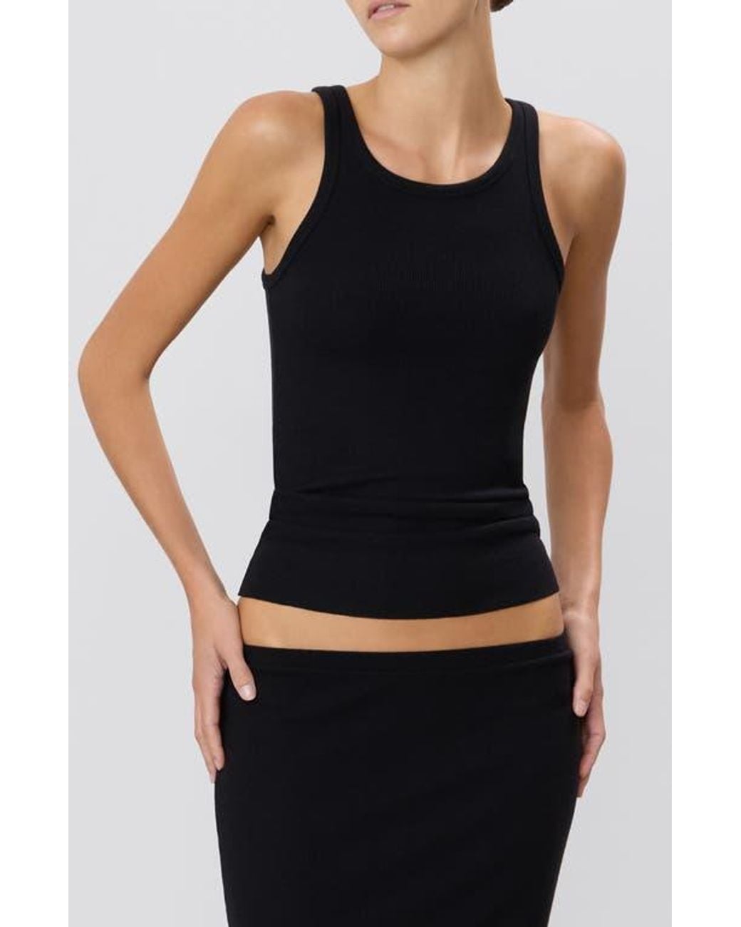 ÉTERNE Black High Neck Fitted Tank