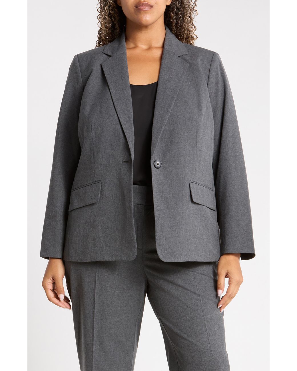 Kasper Gray Washable One-Button Jacket