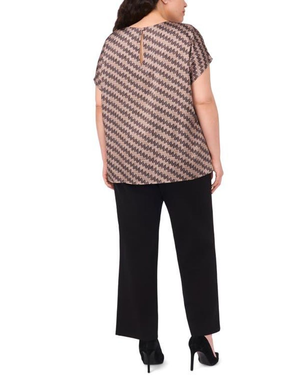 Halogen® Black Zigzag Dot Print Cap Sleeve Shell