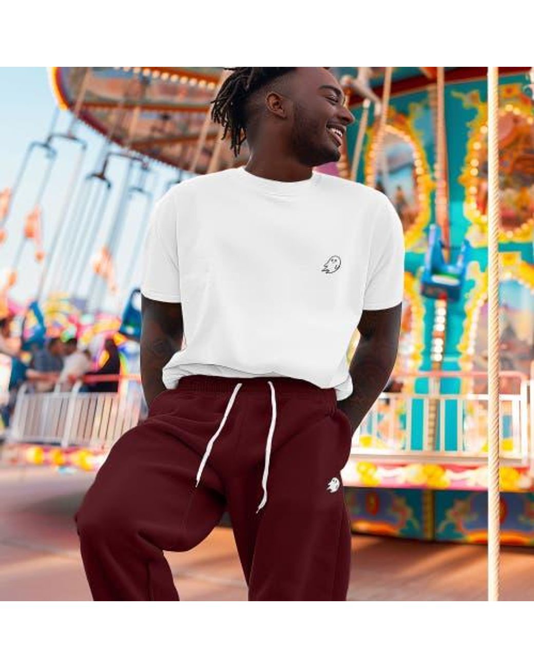 Alix Red Ghost Fleece Jogger Sweatpants for men