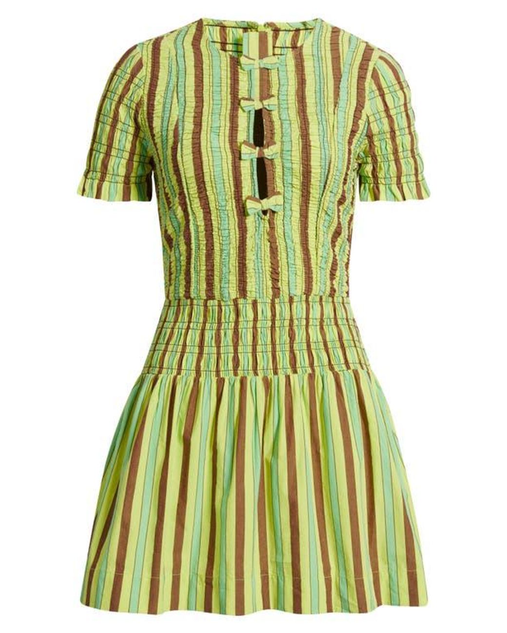 green emerald velvet dress Damson Madder Bridget reversible mini dress gingham green yellow | Pipe and  Row