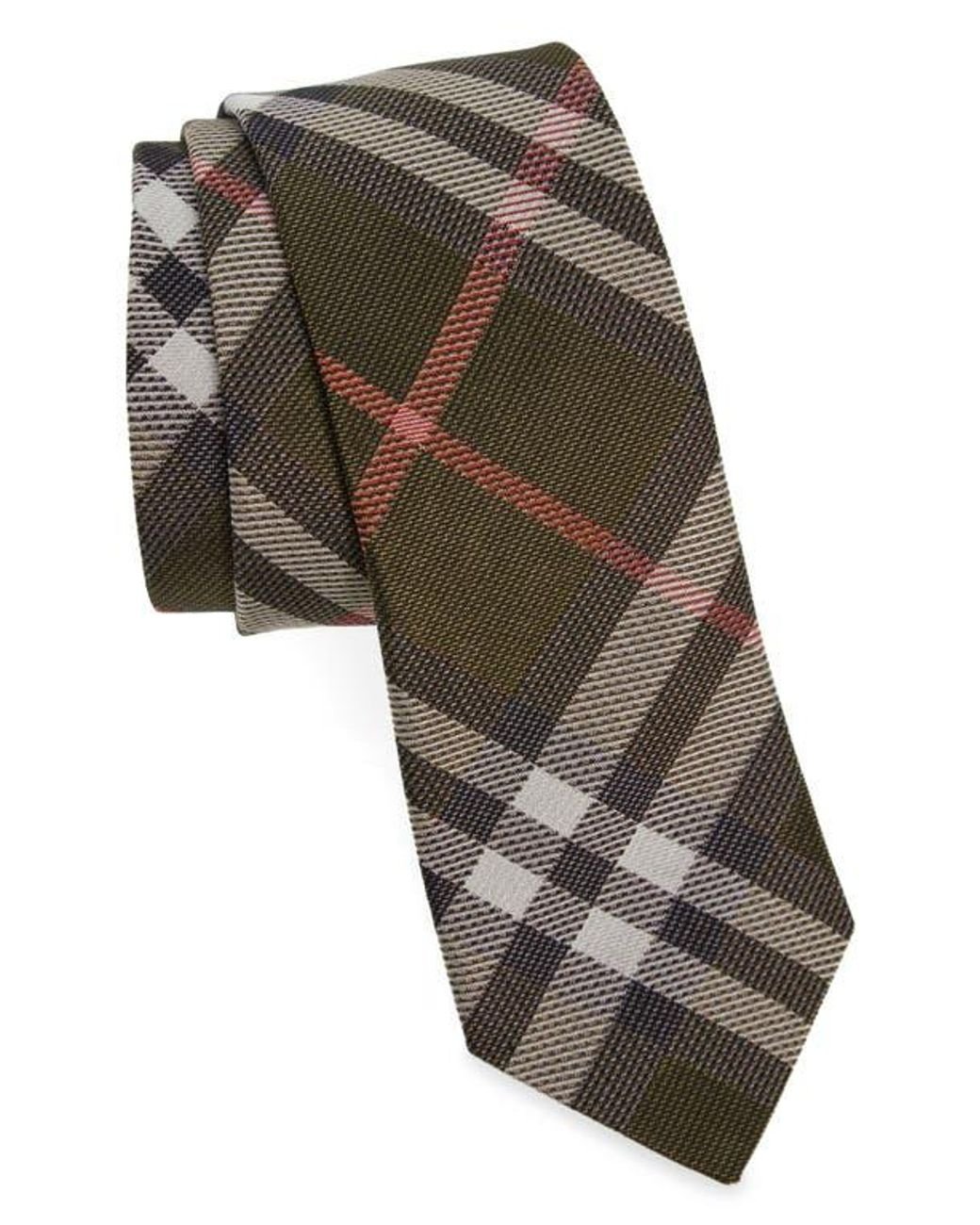 Burberry Manston Check Silk Jacquard Tie in Green for Men Lyst