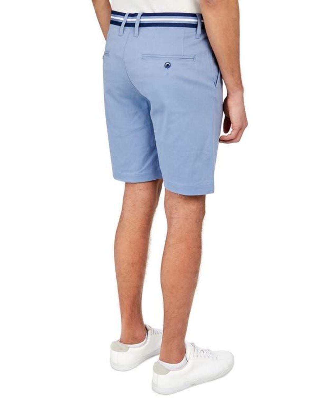 Con.struct Blue Slim Fit Solid Cotton Stretch Shorts for men