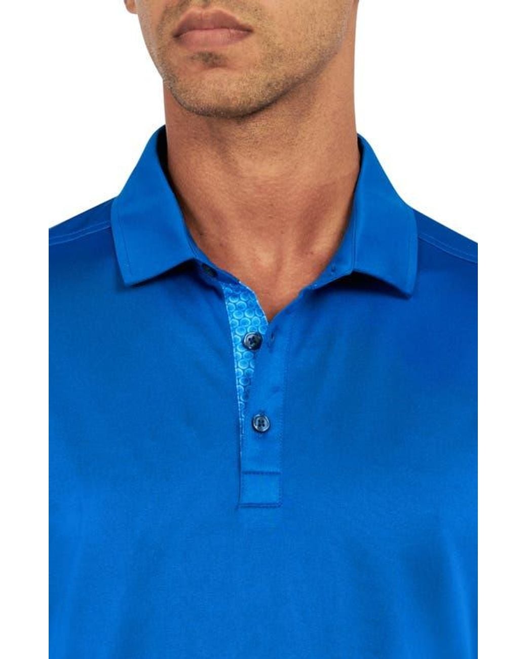 Con.struct Blue Regular Fit Solid Recycled Performance Golf Polo for men