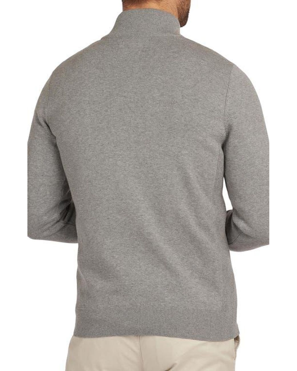 Barbour Gray Cotton Half Zip Sweater for men