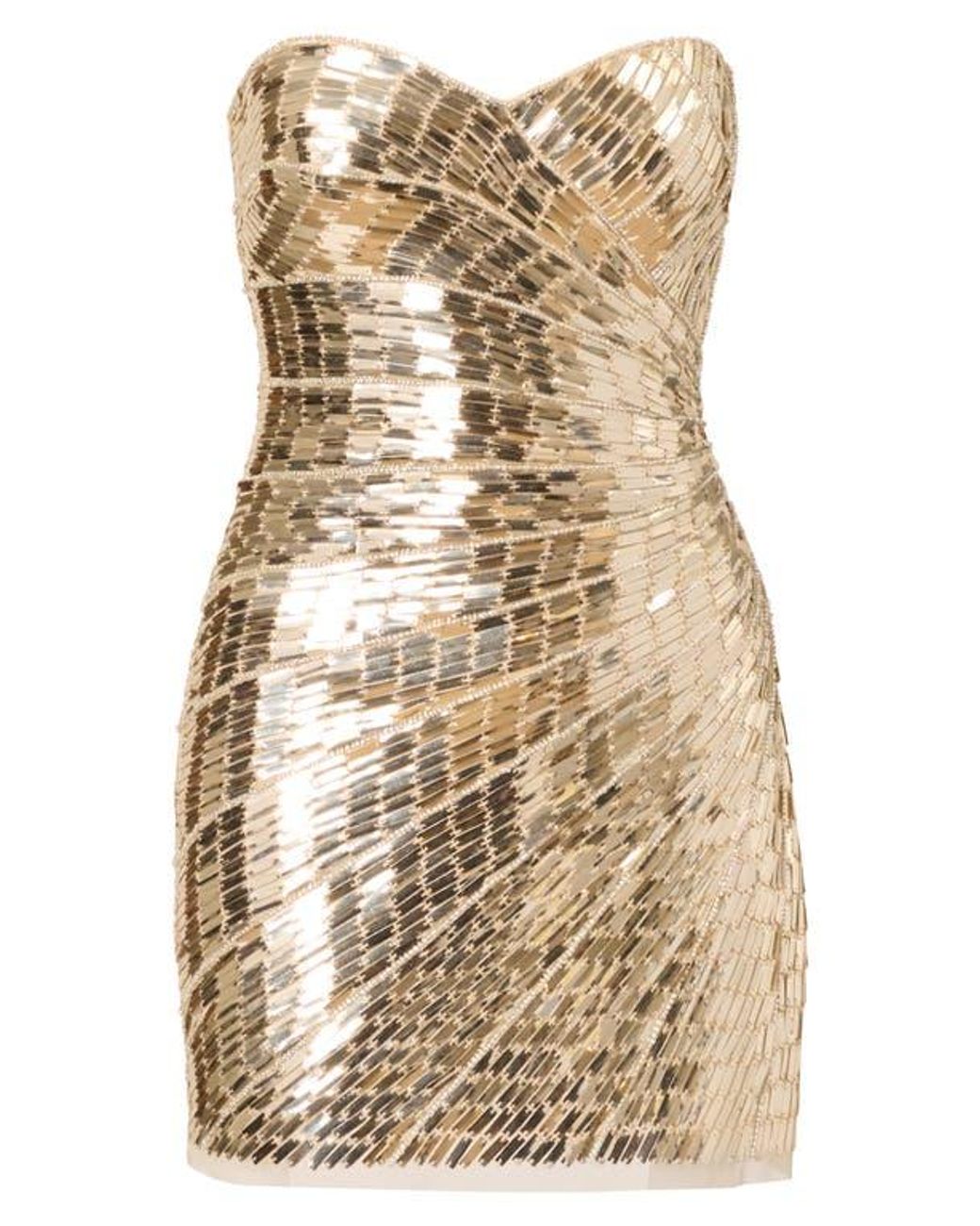 slim fit dress slacks Embellished Sweetheart-Neck Mini Dress in Gold - 6