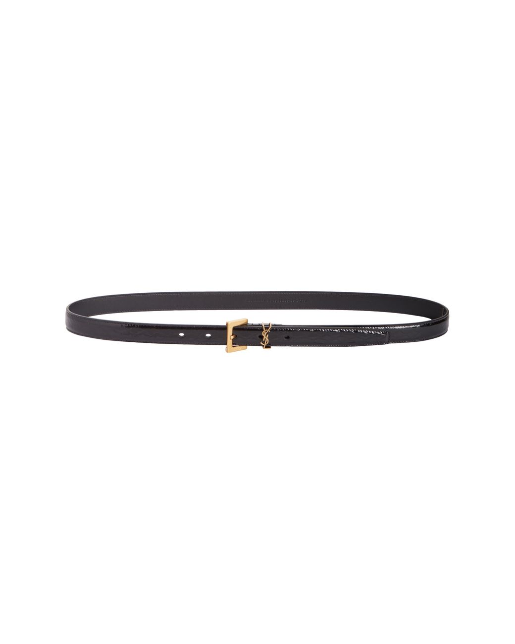 Saint Laurent Ysl Logo Slim Patent Leather Belt in White | Lyst