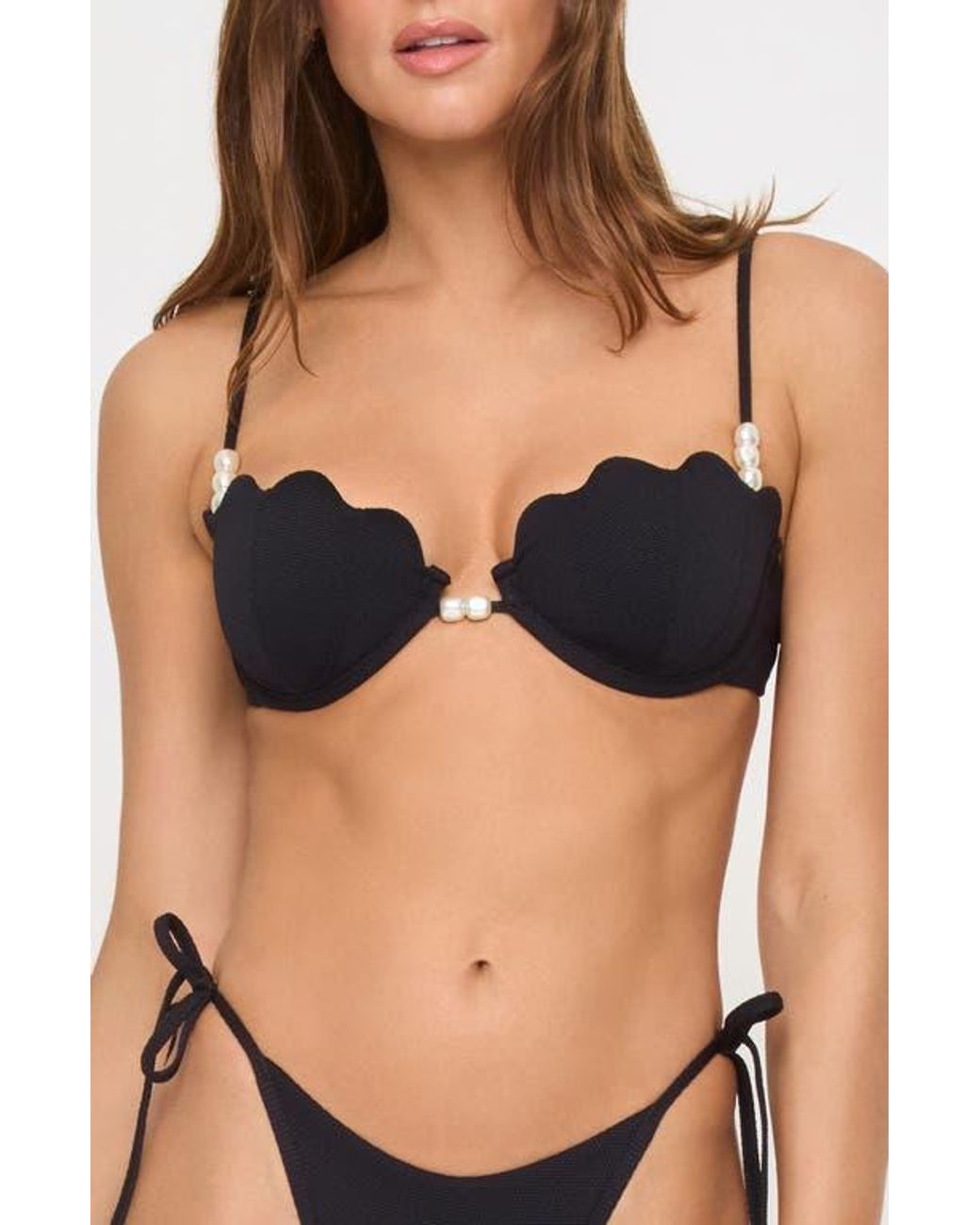 LSPACE Black Sunrise Shell Bikini Top