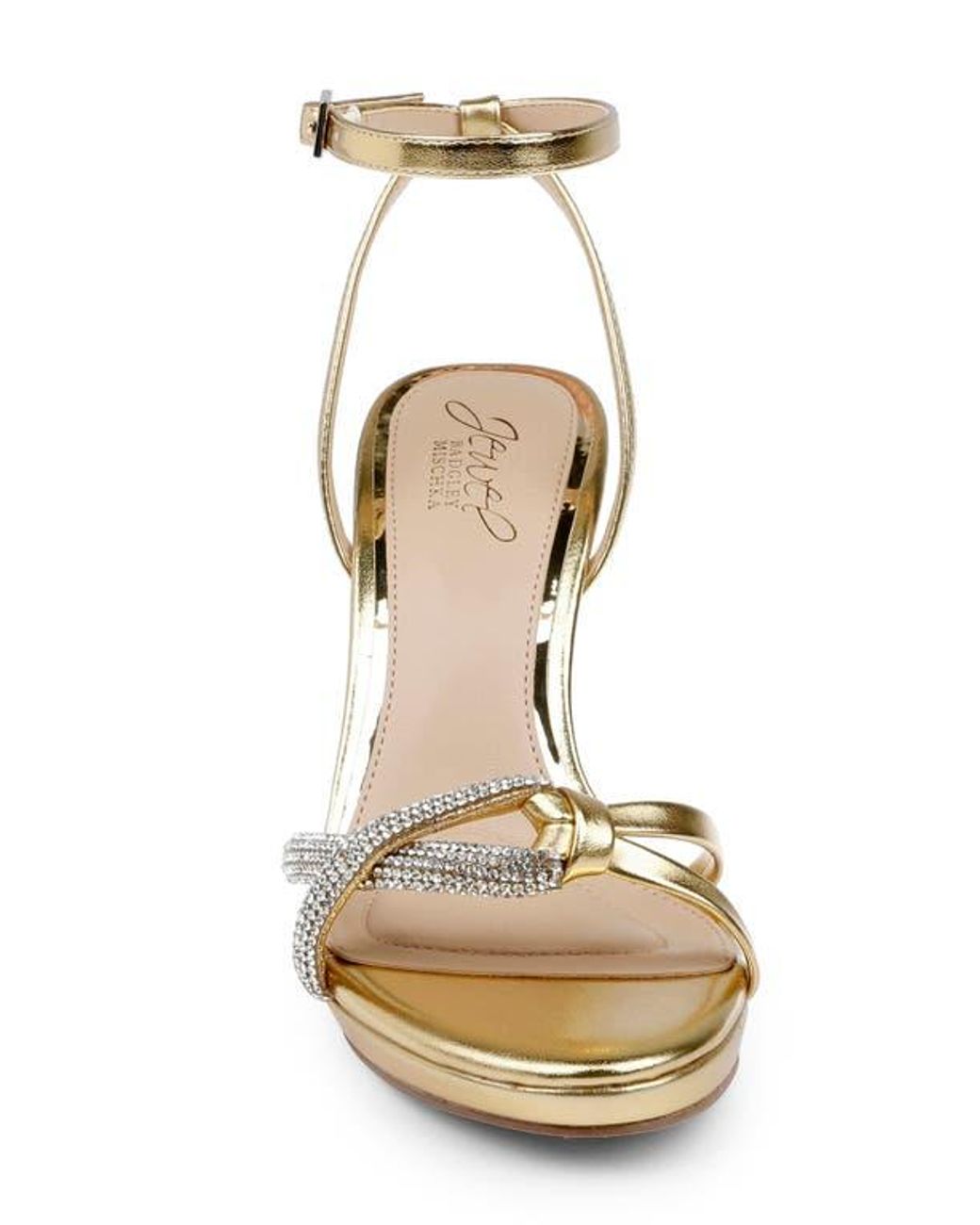 Badgley Mischka Metallic Fila Ankle Strap Platform Sandal