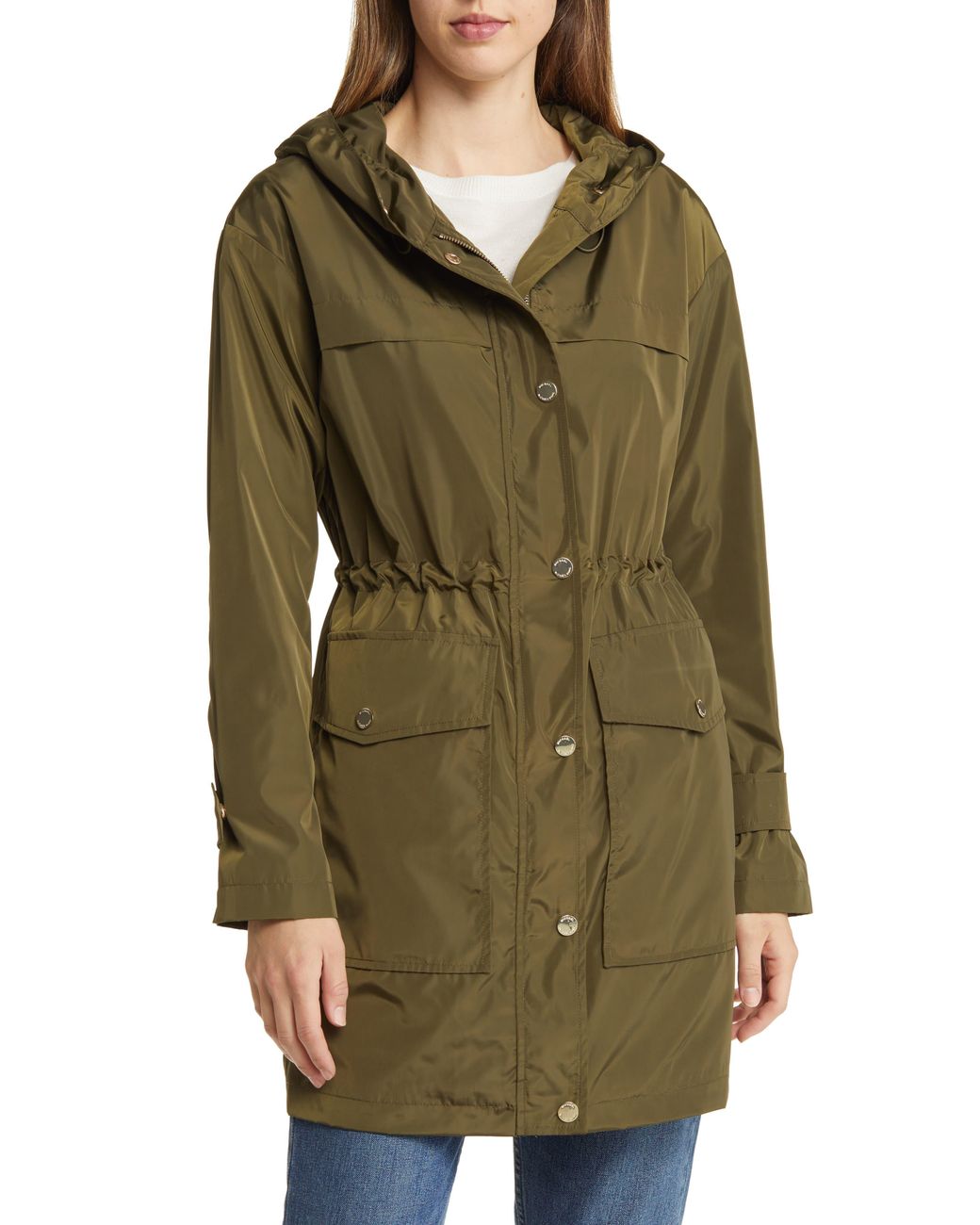 Michael kors olive green rain outlet jacket