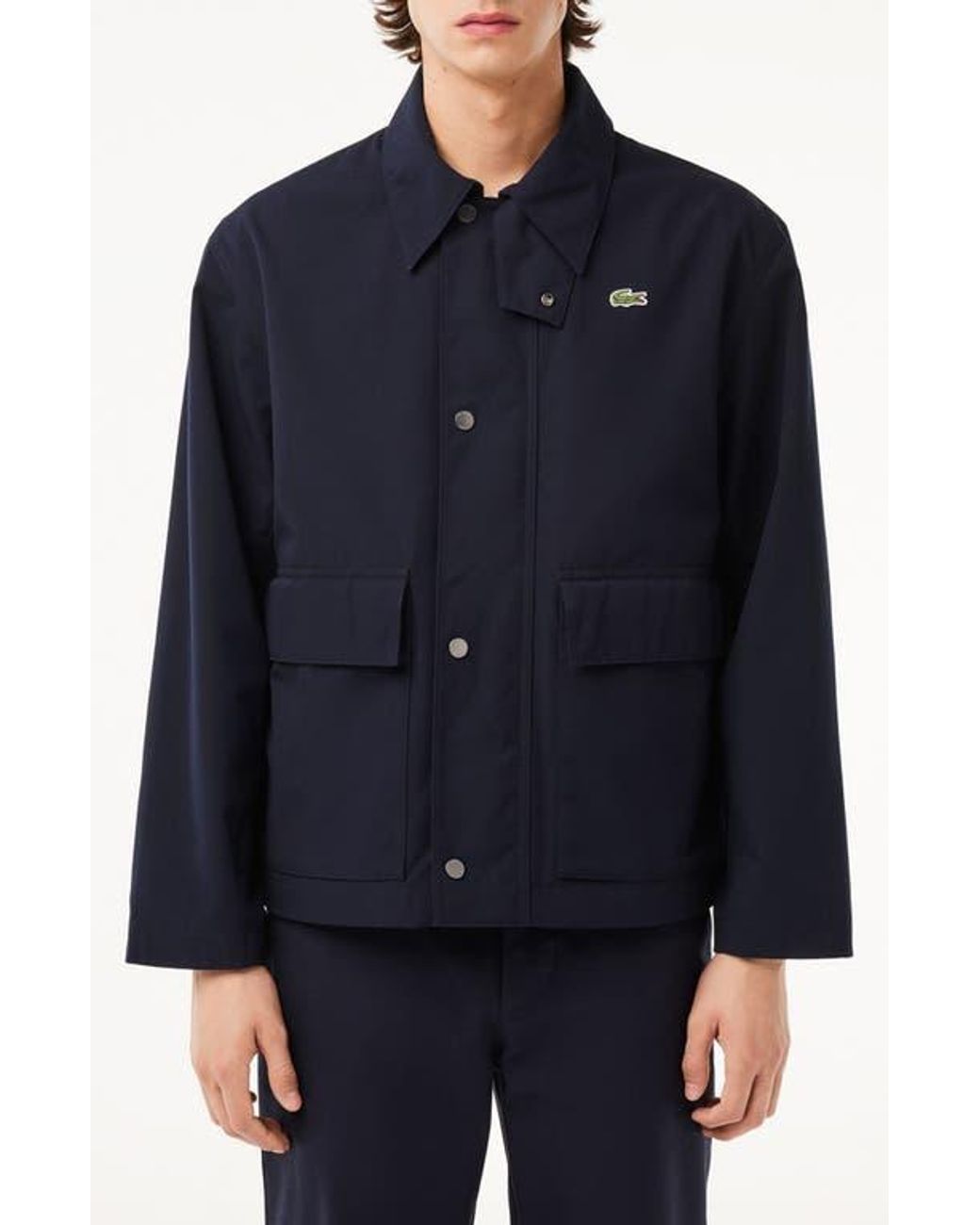 Lacoste Blue Water Resistant Utility Jacket for men