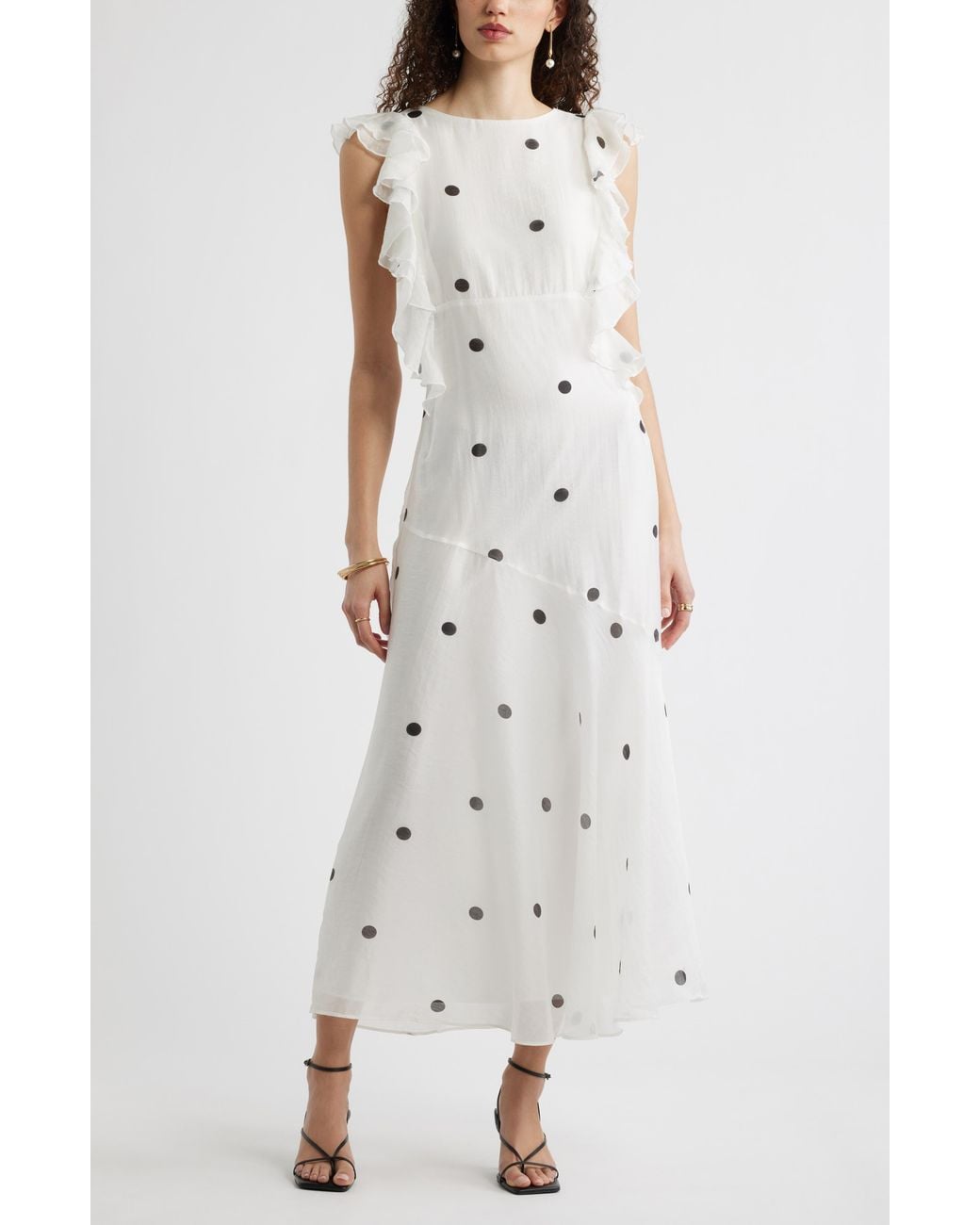 chelsea28 flutter sleeve asymmetric hem dress Maxi 82479014