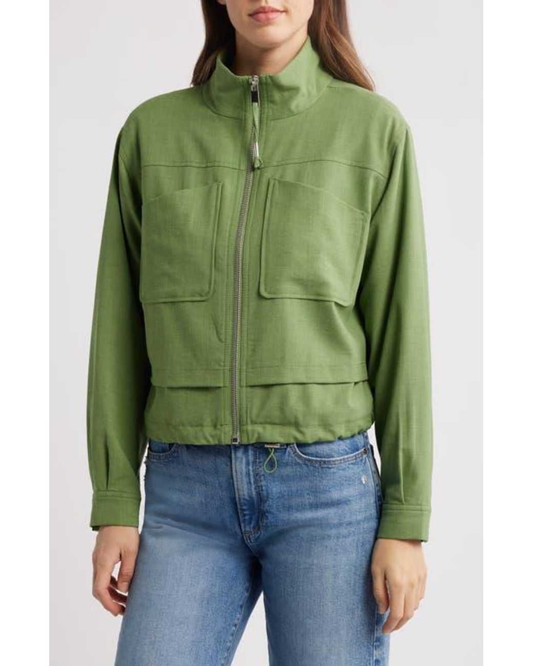 Wit & Wisdom Green Double Layer Front Zip Jacket