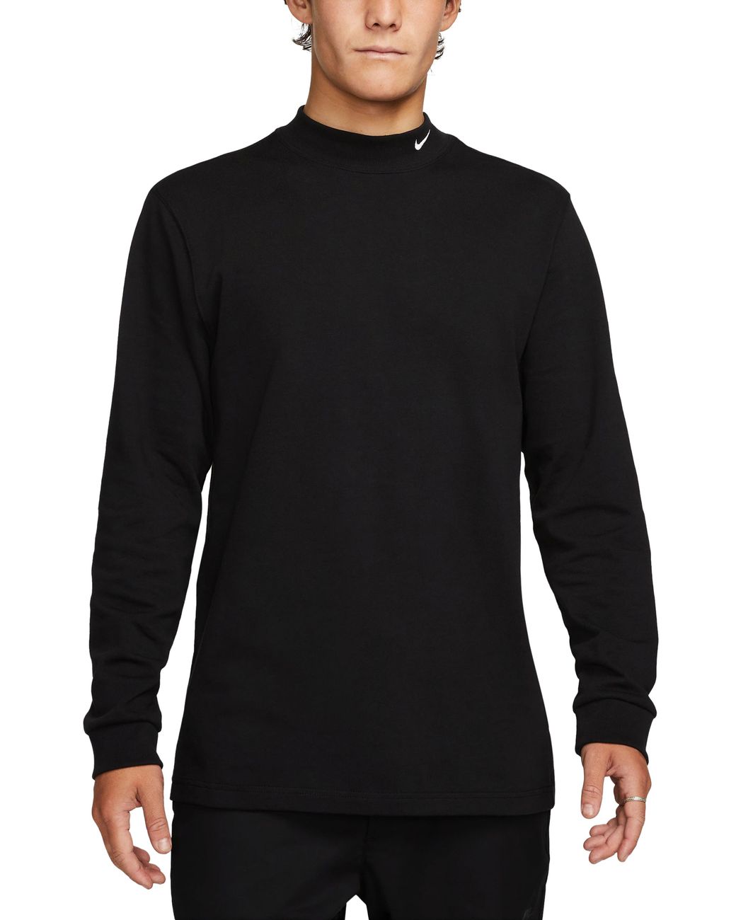 Nike Long Sleeve Mock Neck Shirt in Black for Men | Lyst